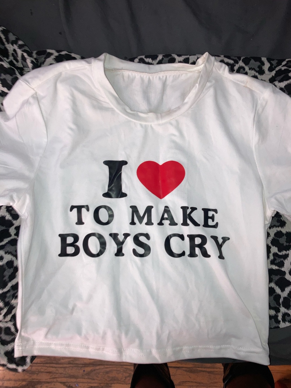 White Short Sleeve Tee with Red Heart Graphic